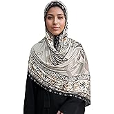 MiaoChoice Printed Jersey Cotton Scarf for Women, Stretch Soft Hijab, Lightweight Breathable Head Wrap for All Seasons