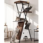 Feliskyn Modern Wood Cat Tree Tower for Indoor Cats Large Adult 67-in Tall | Heavy Duty XL Stable Wooden Cat Condo House Furniture with Multi-Level Spacious Perch Scratching Board Soft Washable Pads