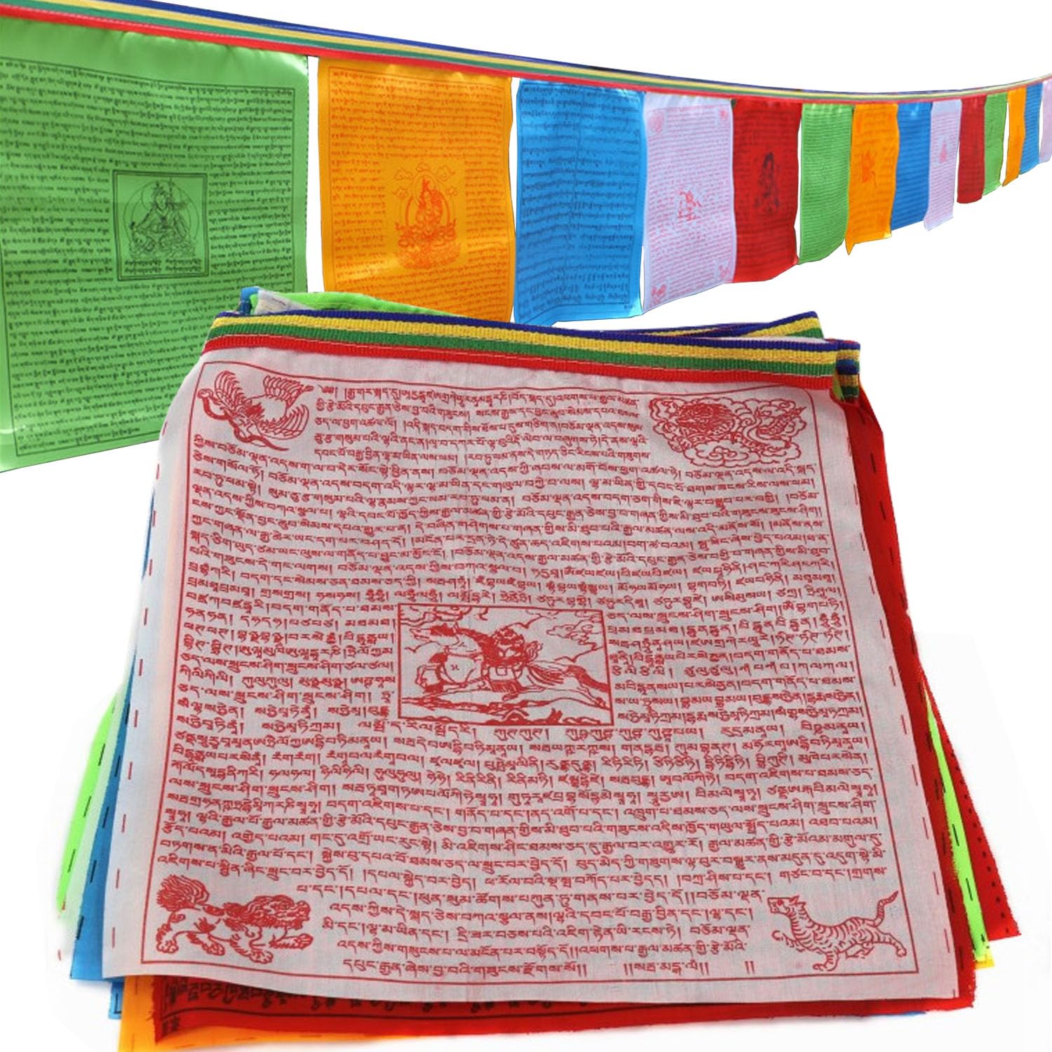 VOVCIG Feng Shui Tibetan Prayer Flag, 35 x 28 cm, Buddhist Prayer Flag, Tibetan Prayer Flags for Buddhist Altars, Meditation Rooms, Outdoor Decoration, Tourism Area, 7 m Long, 20 Flags