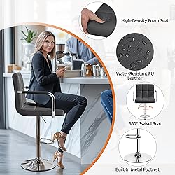 Yaheetech Bar Stools Set of 2, Adjustable PU