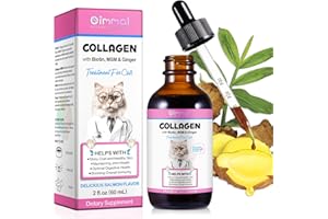 VOSIFSDIY Collagen for Cats, Cat Collagen Liquid Drops for Cats with Biotin, MSM & Ginger Digestive & Immunity Support, Itch Relief, Skin & Coat and Joint Health, Cat Supplement 60ml ﻿