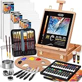 82Pcs Professional Oil Painting Set with Easel Box, 24 Rich Oil Colors &amp; 10 Hog Brushes,Palette Knives, Canvases Complete Art Supplies Kit for Beginners &amp; Artists