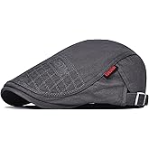 VOBOOM Men Cotton Adjustable Newsboy Beret Ivy Cap Cabbie Flat Hat