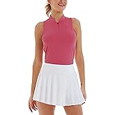 LastFor1 Women's Golf Polo Sleeveless Shirt Zip-Up UPF 50+ UV Protection Athletic Tops Slim Fit Quick Dry Lightweight