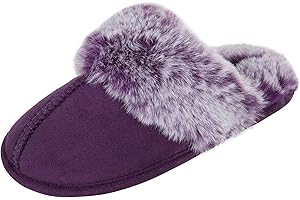 Jessica Simpson Girls Comfy Slippers - Cute Faux Fur Slip-on Shoes Memory Foam House Slipper