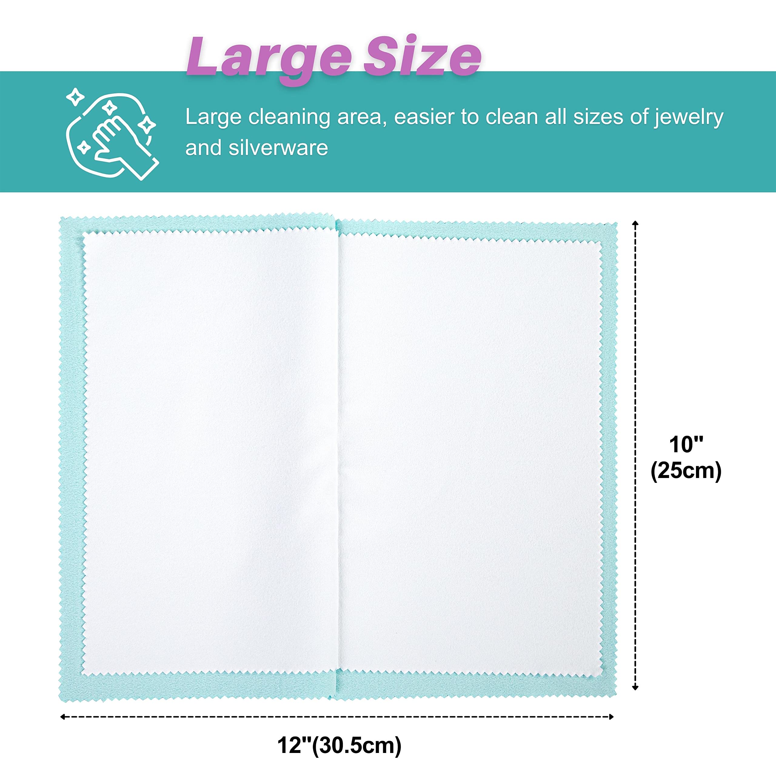 CATIFLIN 3PCS Sea Blue Silver Polishing Cloths, 10