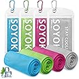 4 Packs Cooling Towels, 40" x 12" Microfiber Cooling Towels for Neck and Face, Soft Breathable Gym Towel for Working Out with Waterproof Bag & Carabiner, Sweat Towel for Gym, Running, Yoga, Travel