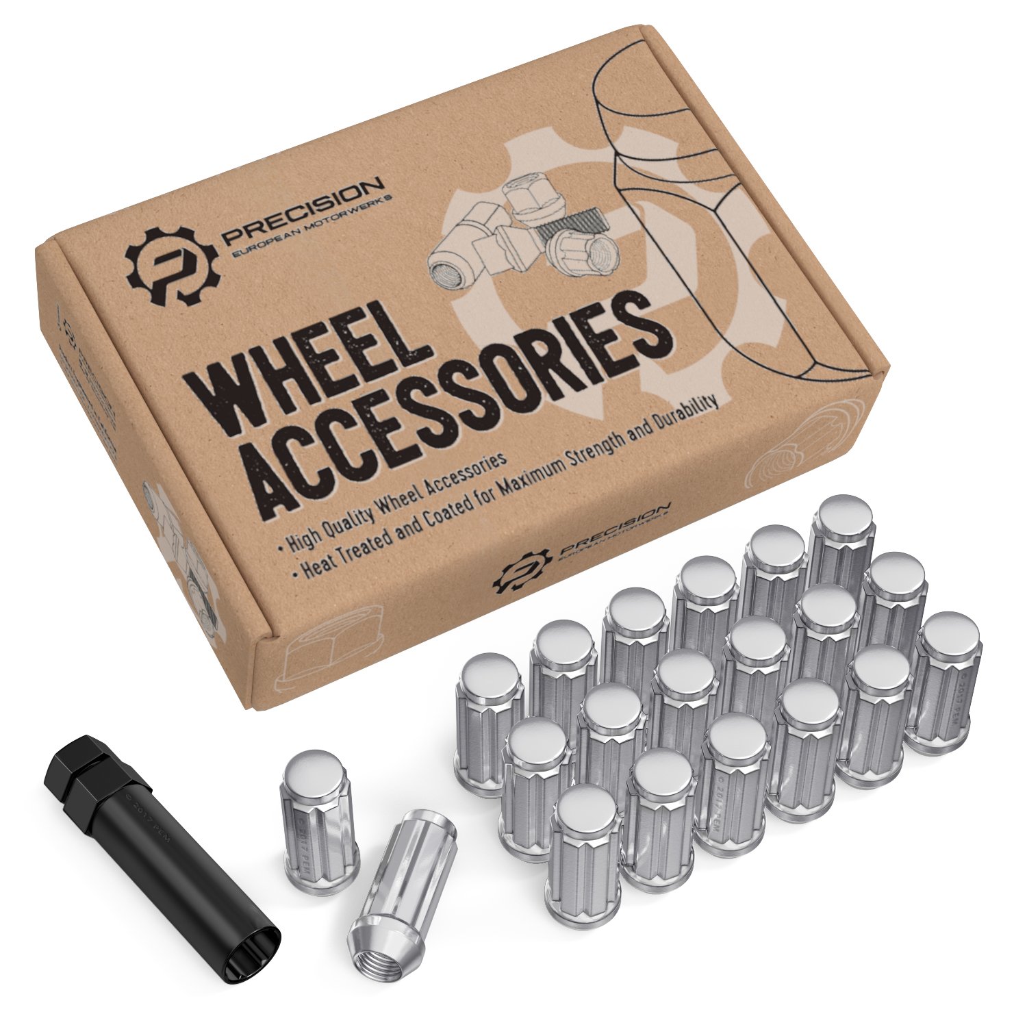 20pc Chrome Silver Spline Drive Lug Nuts 9/16"18 Thread