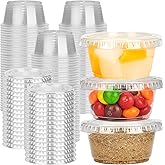 YEEHAW 100 Sets - 2 oz Jello Shot Cups with Lids, Portion Cups, Clear Disposable Plastic Jello Shot Cups for Meal Prep, Salad Dressing, Soufflé, Portion Containers