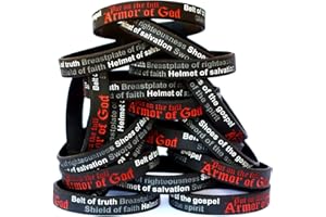SayitBands 20 Armor of God Silicone Wristband Bracelets Ephesians 6:10-18