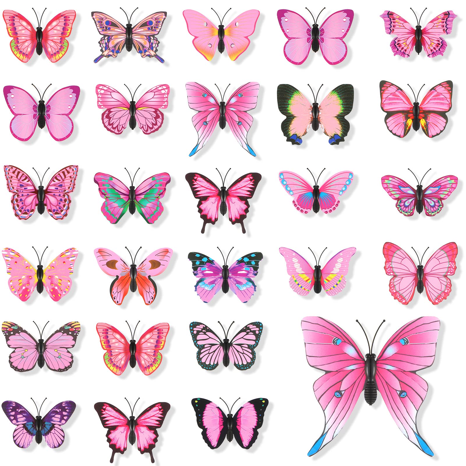 Photo 1 of 36 Pieces Butterfly Pins 3D Butterflies Brooch Plastic Safety Pin Bulk Mexico Decor for Lapel Clothes Art Crafts Halloween Decoration Wedding Birthday Party Favors(Graceful Pattern)