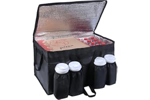CIVJET Insulated Food Delivery Bag with 4 Cup Holder, XXX-Large Insulated Grocery Bags with Zippered Top, Catering Cooler Bags with Drink Carrier, Commercial Food Warmer for Uber Eats/Doordash, Black