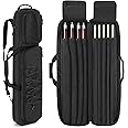 GOBUROS 4x5 Pool Cue Case, Billiard Stick Carrying Case Holds 4 Butts and 5 Shafts, Soft Pool Stick Bag with Large Front Accessories Pockets and Shoulder Strap for Easy Carry