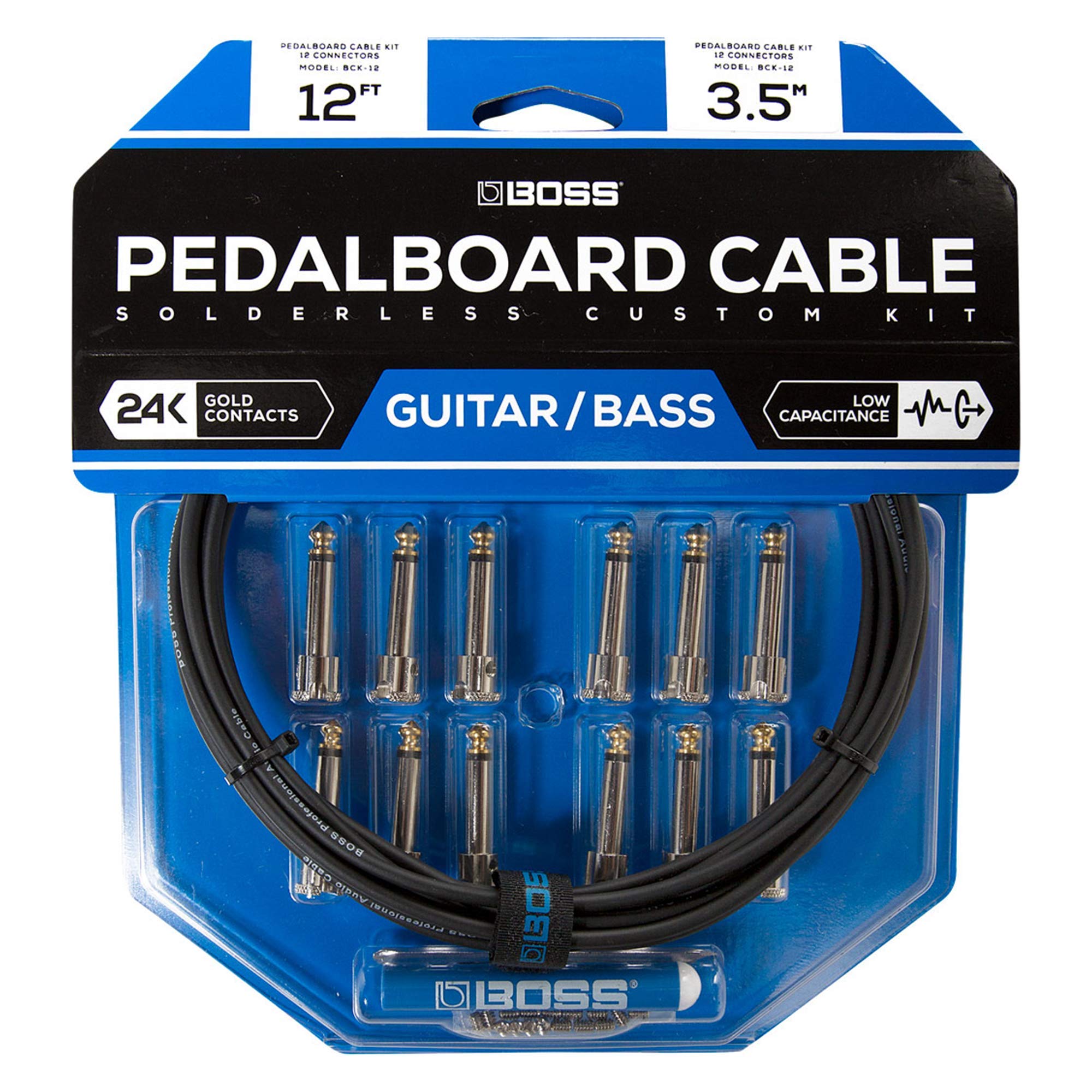 BOSS BCK-12 Solderless Pedalboard Cable Kit, Simple and quick assembly, 12ft/3.5m length
