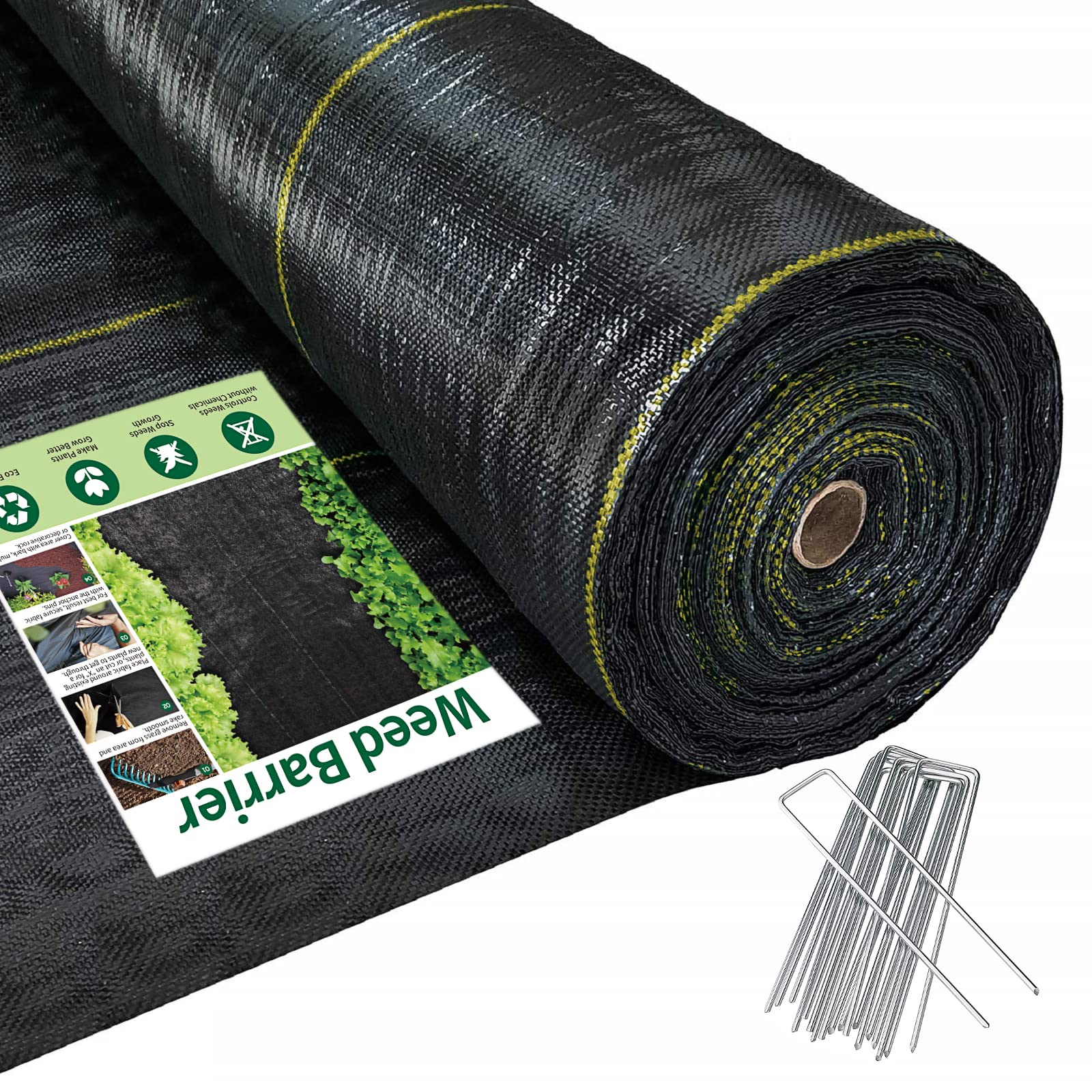 Photo 1 of Sunocity 6ft x300ft Pro Black Weed Barrier, 6oz Premium Landscape Fabric-Heavy Duty Woven Ground Cloth with Superior Permeability Weed Control Convenient Design