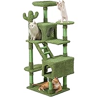 Mile High Life | Multi-Level Cat Tree Condo 58" for Large Cats | Hammock and Cactus Scratching Posts Tree for Kittens | Tall