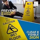 TDBS Pack of 2 Wet Floor Signs Yellow Heavy Duty Foldable view 4