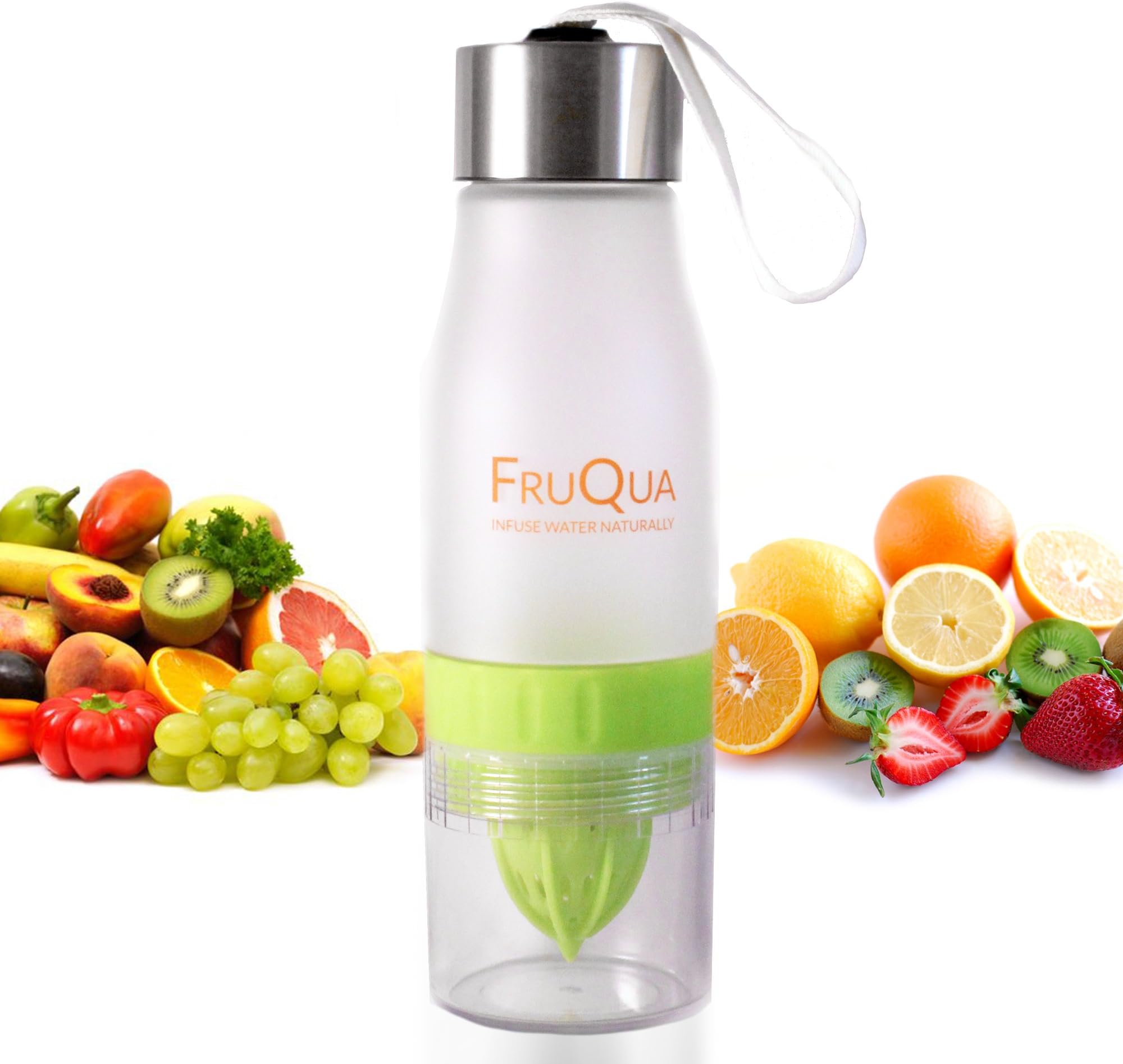 FruQua Fruit Infuser Water Bottle in 8 Vibrant Colours, BPA Free, 650ML for Drinking, Leak Proof, made with TRITAN material.
