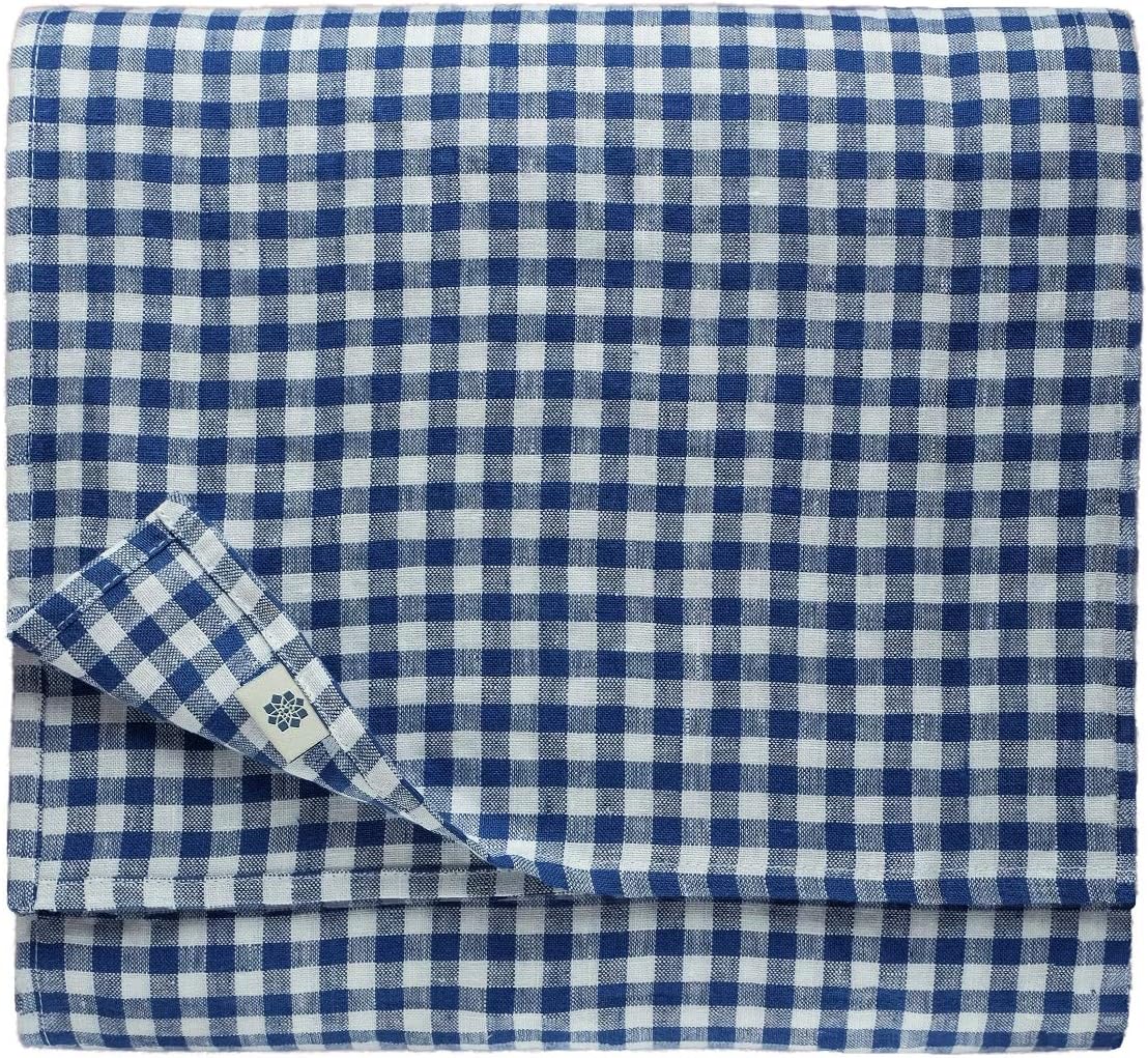 Linen & Cotton Gingham Tablecloth Estella, 100% Linen