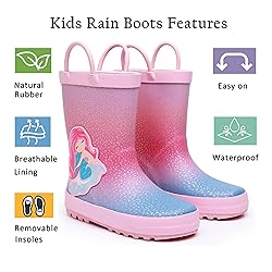 LANCDON Toddler Rain Boots for Boys and Girls