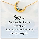 STORYJEWELLERY Sister Christmas Gifts, Sister Necklace, Sisters Gifts from Sisters, Sterling Silver Moon Necklace, Sisterhood Jewelry, Xmas Presents