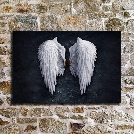 Moderno blanco alas de ángel plumas pintura al óleo lienzo carteles e