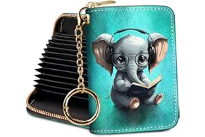 Yonlevres Credit Card Holder RFID Wallet, Small Card Holder Wallet for Women with Keychain Zipper, Funny Leather Print Credit Card Wallets Accordion Gift