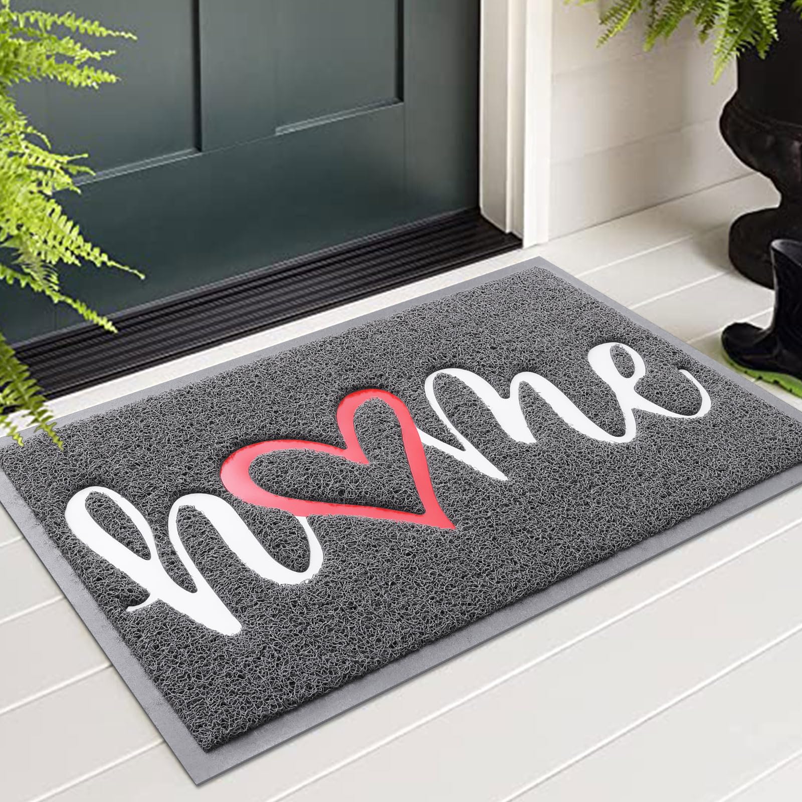 Homaxy Home Door Mat, Dirt Trapper Doormats Non-Slip Low Profile Durable Door Mat for Outdoor, Indoor, Entrance, Patio, Front Back Door — (60 x 90cm, Grey)
