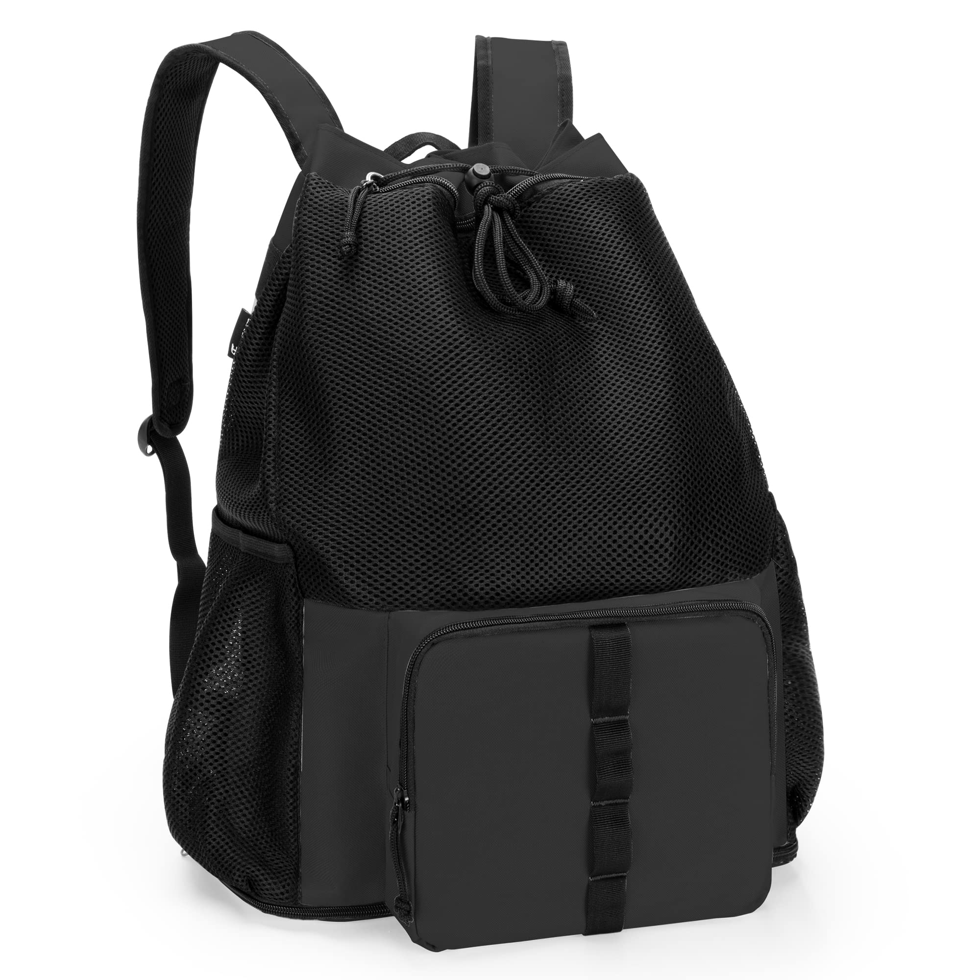 Fasrom Mesh Beach Backpack with Zipper Bottom, Sport Gym Backpack for Swimming, Beach, Pool and Travel(Patent Pending), Black