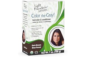 Light Mountain Henna Hair Color & Conditioner, Color the Gray - Dark Brown Hair Dye for Men/Women, 2-Step Chemical-Free, Semi-Permanent Hair Color for White, Gray, and Blonde Hair, 7 Oz