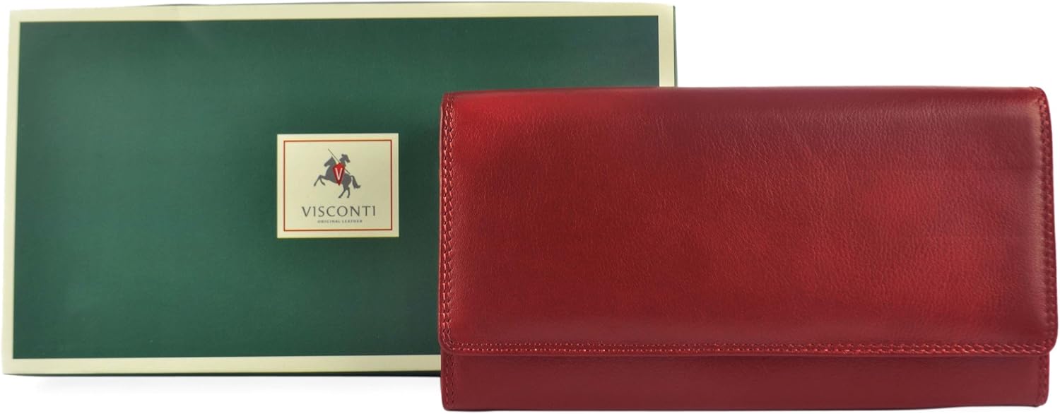 Visconti Ladies Larger Leather Purse Wallet Heritage Collection Gift Boxed (Red) - Image 3