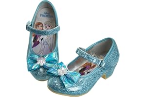 Disney Shoes - Girls Mary Jane Flat Pump Strap with Bow - Kids Character Princess Dress up Costume Flower School Party Flats Slip on - Toddler/Little Kid