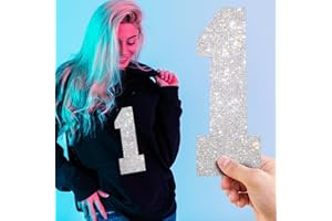 Weekgrat 8 Inch 2 Pcs Large Rhinestone Number Patches Self Adhesive Iron on Bling Number Stickers Glitter Number Patches Decals Crystal Number for DIY Jersey Clothing Jacket Bag Costume Decoration(1)