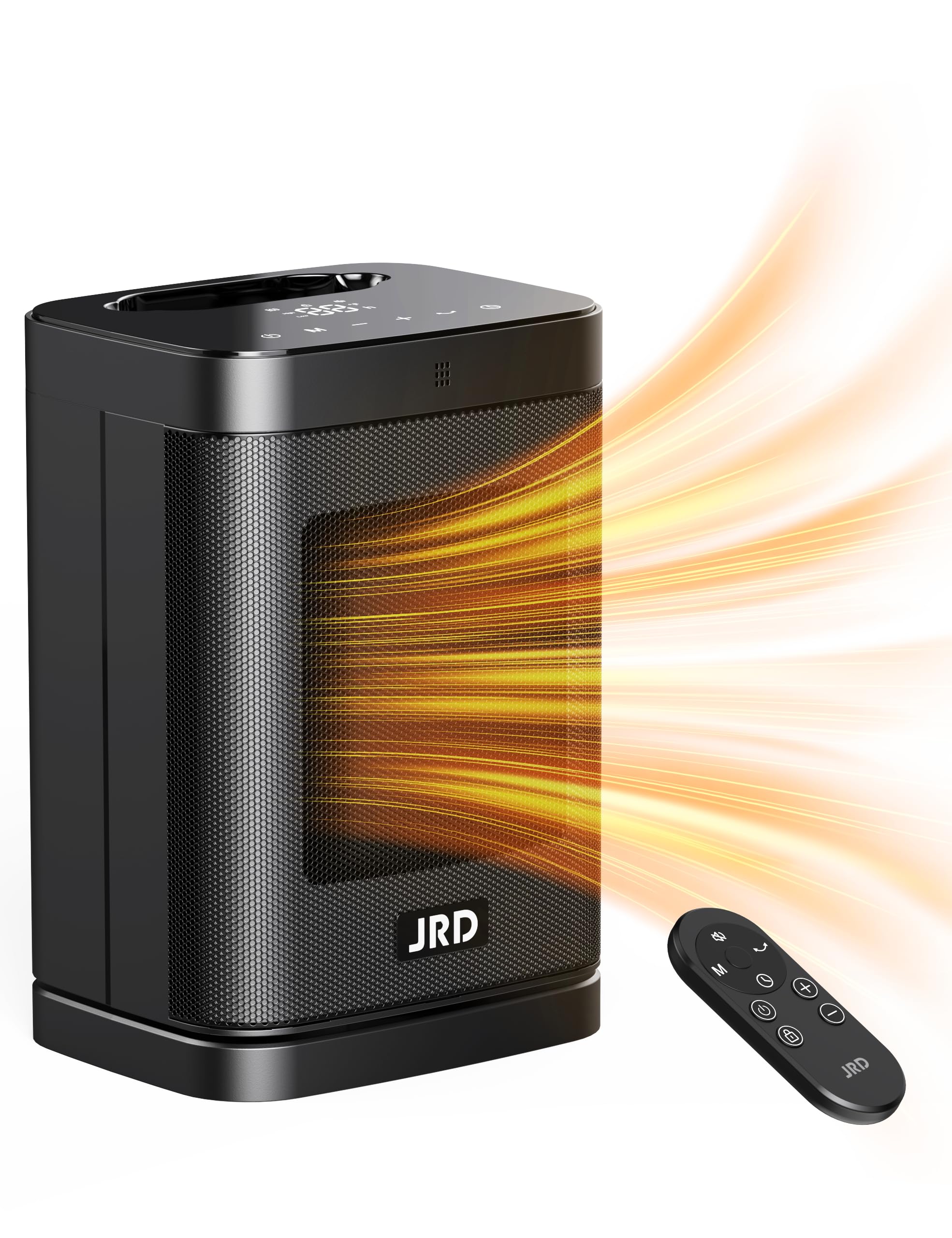 Photo 1 of Space Heater Indoor, JRD 1500W PTC Portable Electric Heater with 80°Oscillation, Thermostat, 12h Timer, Fast Heat, Eco Mode, Remote, Small Quiet Safe Room heater Desk Heater for Office Bedroom Home