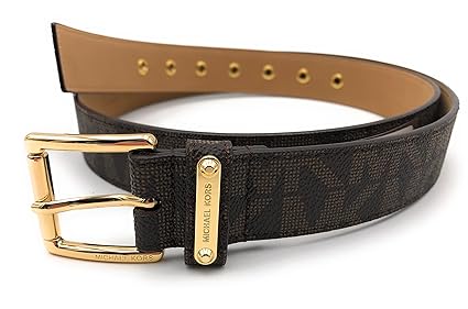Michael Kors Gürtel braun Größe L, 110 cm lang, 3 cm breit MK Logo eingeprägt, Damen, goldene Schnalle