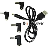 BiXPower USB Port Power Cable with 4 Extra Popular Interchangeable Connector Tips