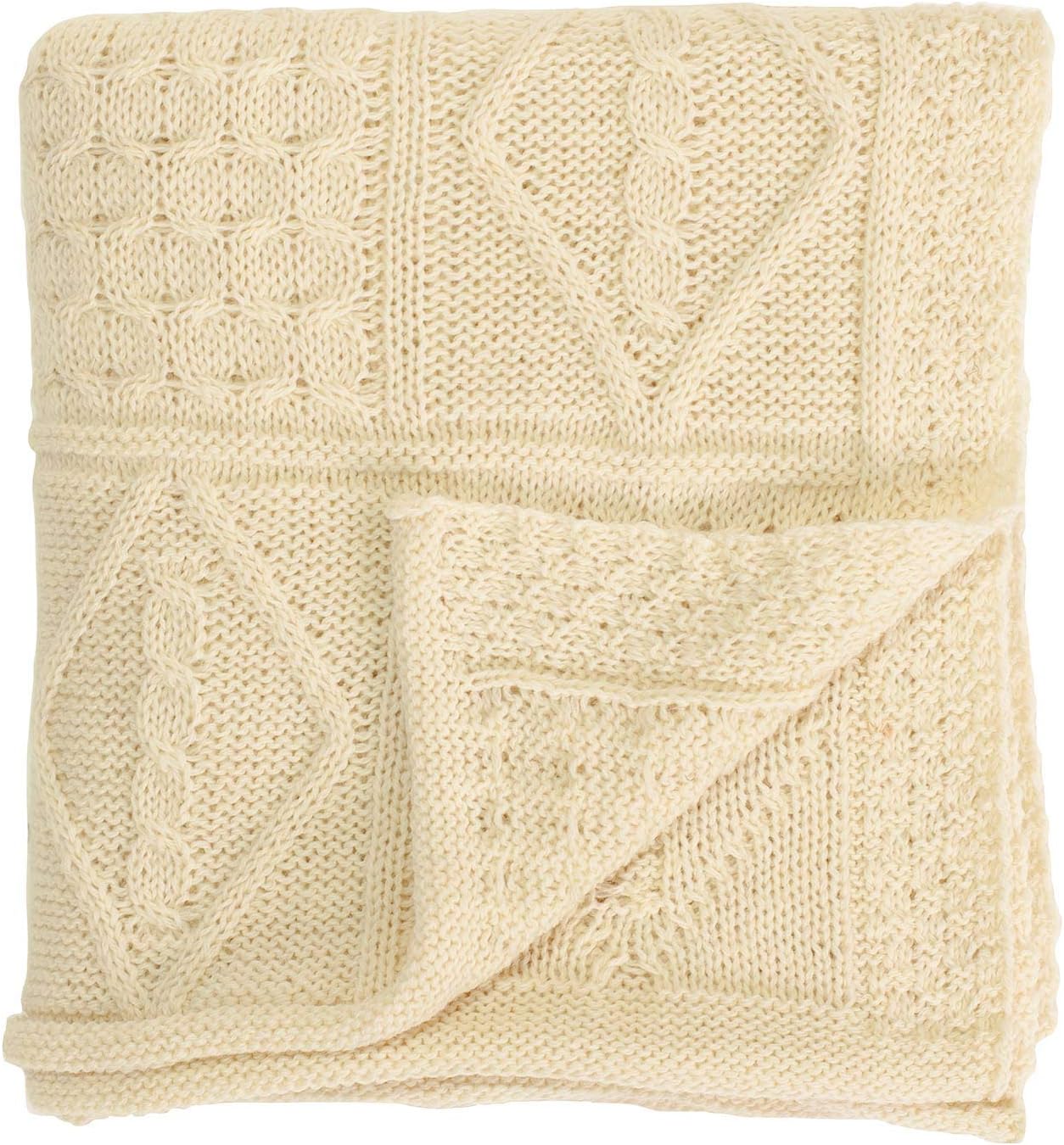 Chunky Aran Knit Throw Ecru - Warm and Cosy Perfect for Use on the Sofa or Bed - Made in England