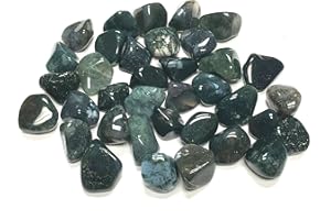 Zentron Crystal Collection Tumbled Green Moss Agate - Large 1" Stones in Velvet Bag (1/2 Pound)