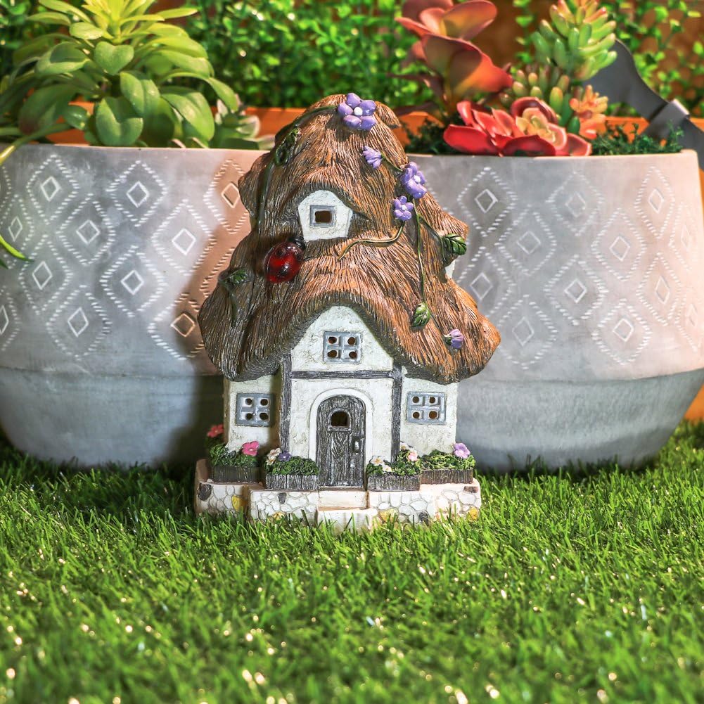 Casa de Hadas iluminada con Energía Solar de 20 cm Casa de Árbol de