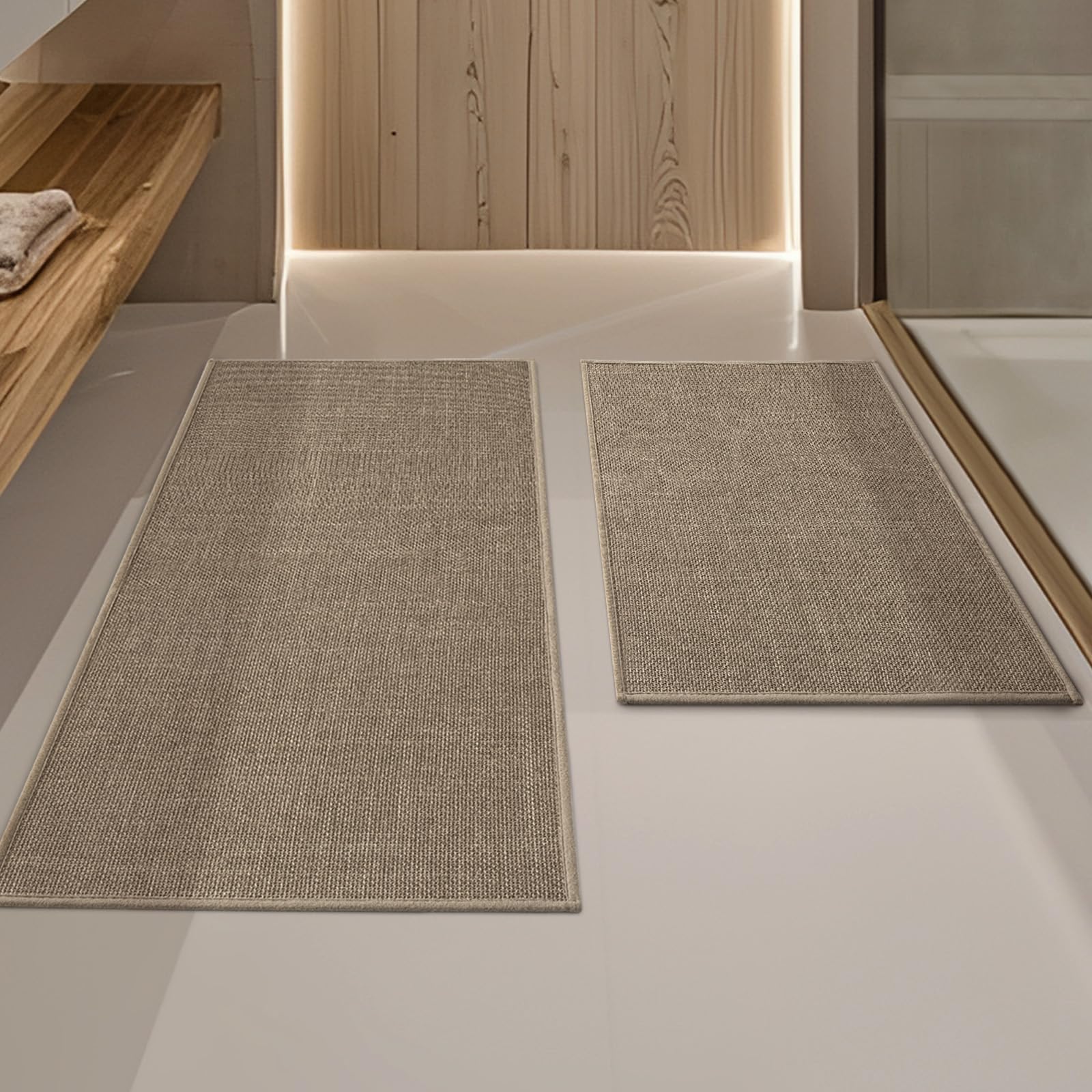 Photo 1 of YIHOUSE Brown Bathroom Rug Sets 2 Piece, Bathroom Mat Quick Dry, Thin Bath Rug Set,Absorbent Bath Mat for Bathroom Non Slip Washable for Toilet and Floor 17"x24"+17"x32"