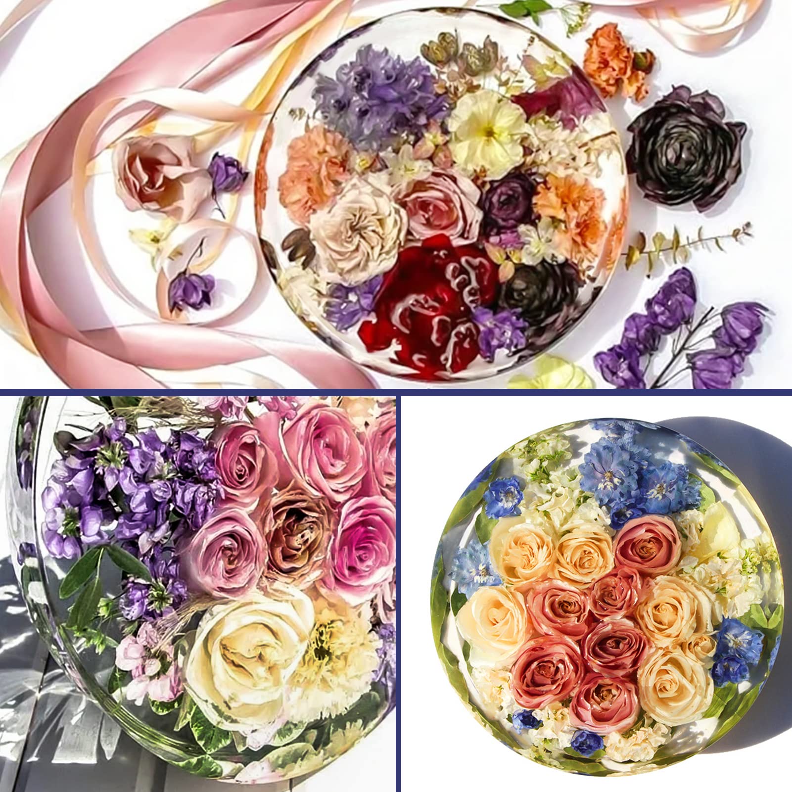 9 Inch Large Resin Molds, BABORUI Upgraded Round Silicone Molds for Resin Casting, Deep Circle Epoxy Resin Molds for Home Wall Decor, Desktop Decoration, Flowers Preservation