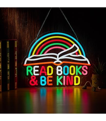 WittyRhE LED Read Books Be Kind Neon Signs Classroom Neon Lights