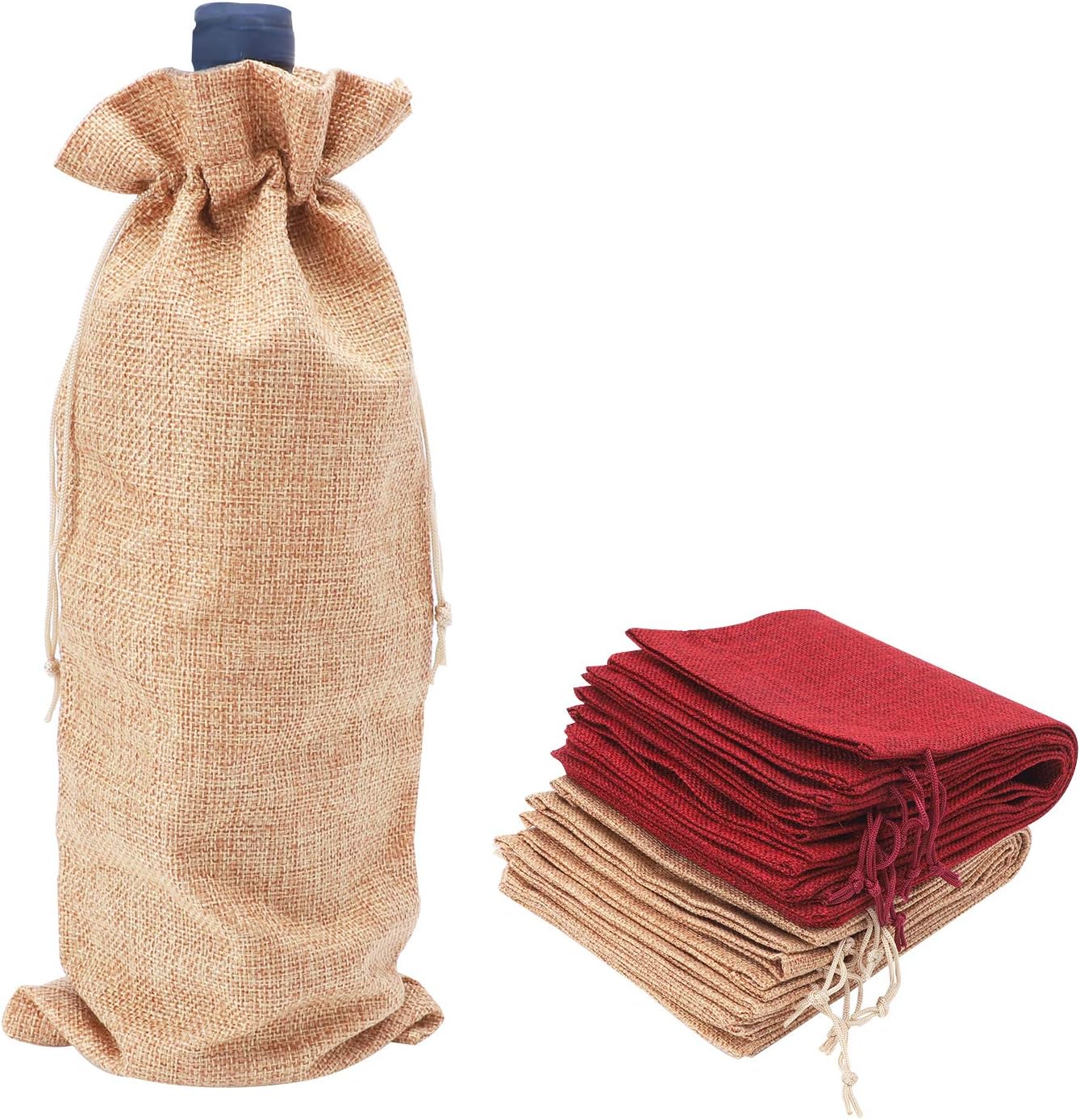 Burlap Wine Gift Bags 12pcs Burlap Bottle Wine Bags Reusable Jute Wine Bags for Christmas Wedding Travel Birthday Holiday Party