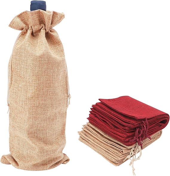 Burlap Wine Gift Bags 12pcs Burlap Bottle Wine Bags Reusable Jute Wine