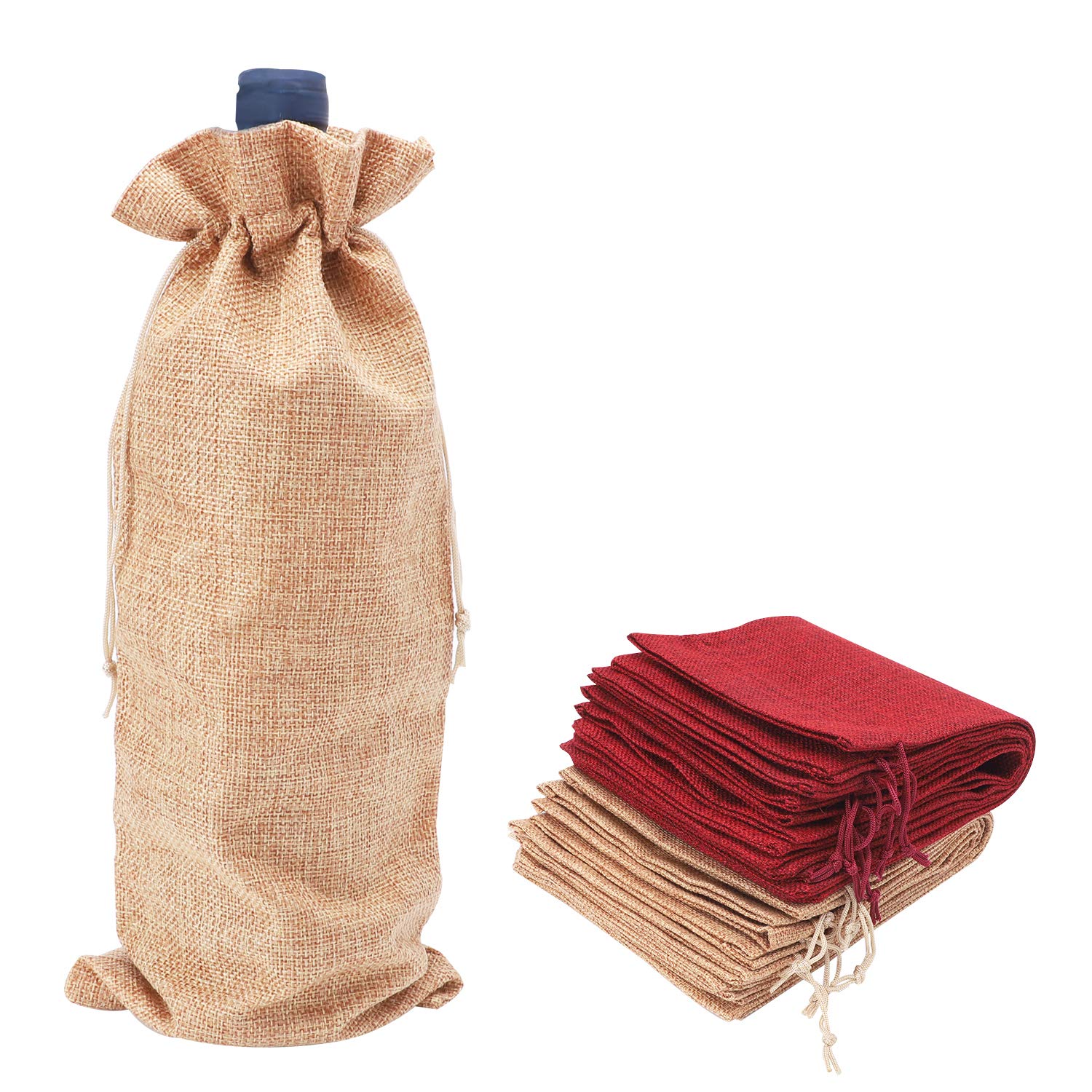 Burlap Wine Gift Bags 12pcs Burlap Bottle Wine Bags Reusable Jute Wine Bags for Christmas Wedding Travel Birthday Holiday Party