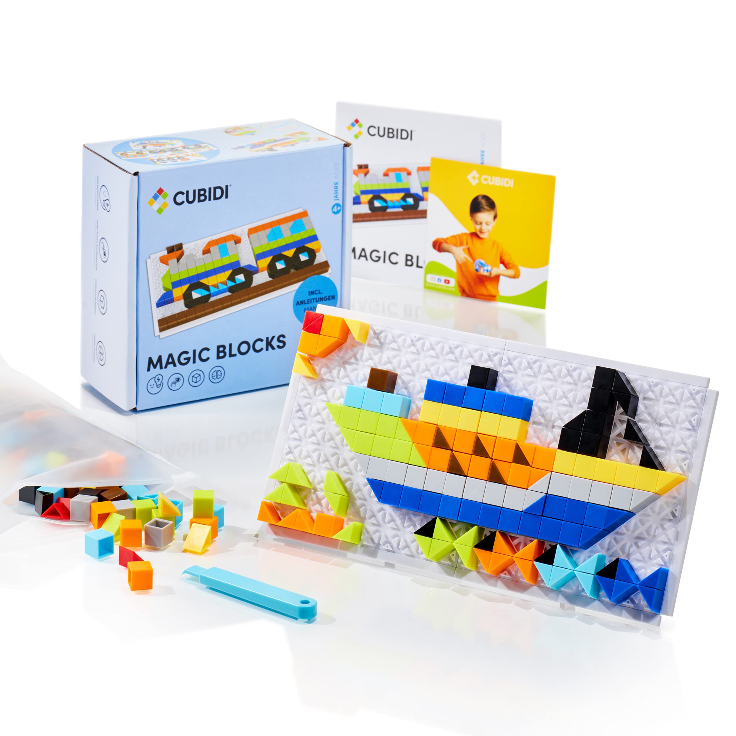 CUBIDI® Original Mosaic Game - Funny Vehicles Edition, Creative Plug-in Game for Children from 3 Years, Exciting Toy for Boys and Girls, Educational Toy to Promote Imagination