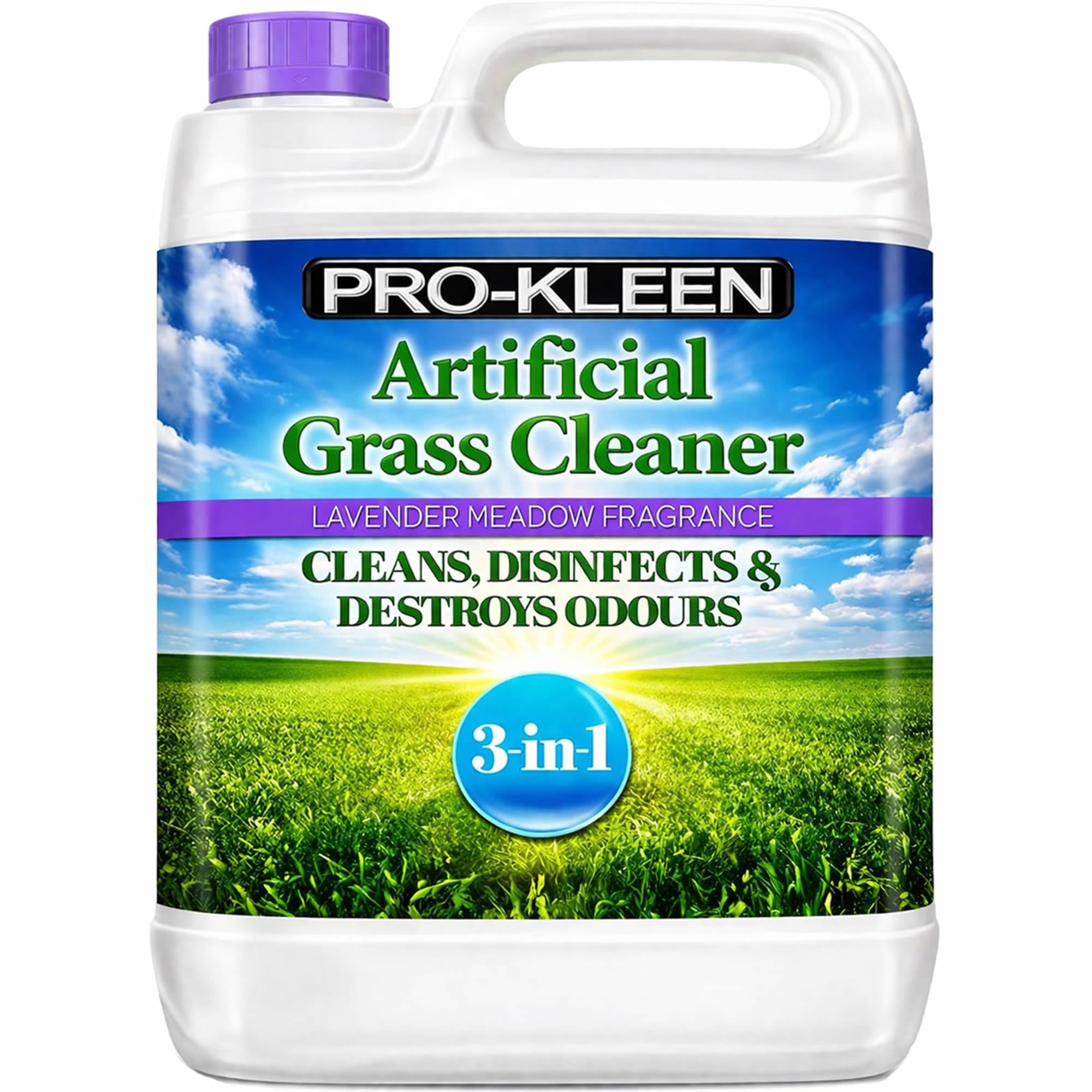 Pro-Kleen Artificial Grass Cleaner - Perfect for Homes with Dogs - Cleans and Deodorises Astro Turf, Leaves a Lavender Fragrance - 5 Litre Super Concentrate: Makes 15 Litres, Purple