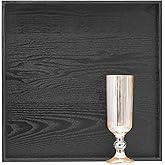13 x 13 Inches Large Square Black Solid Wood Ottoman Tray, Serve Tea, Coffee or Breakfast in Bed, Classic Wooden Decorative Serving Tray with Raised Edges, Kitchen Party Bar Server Table Tray