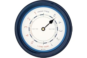 JUSTIME 8.5 Inch Atlantic Tide Clock Colorful Digital Graphics Designed, Quality Plastic Water Resistant Case, Home Wall Déco