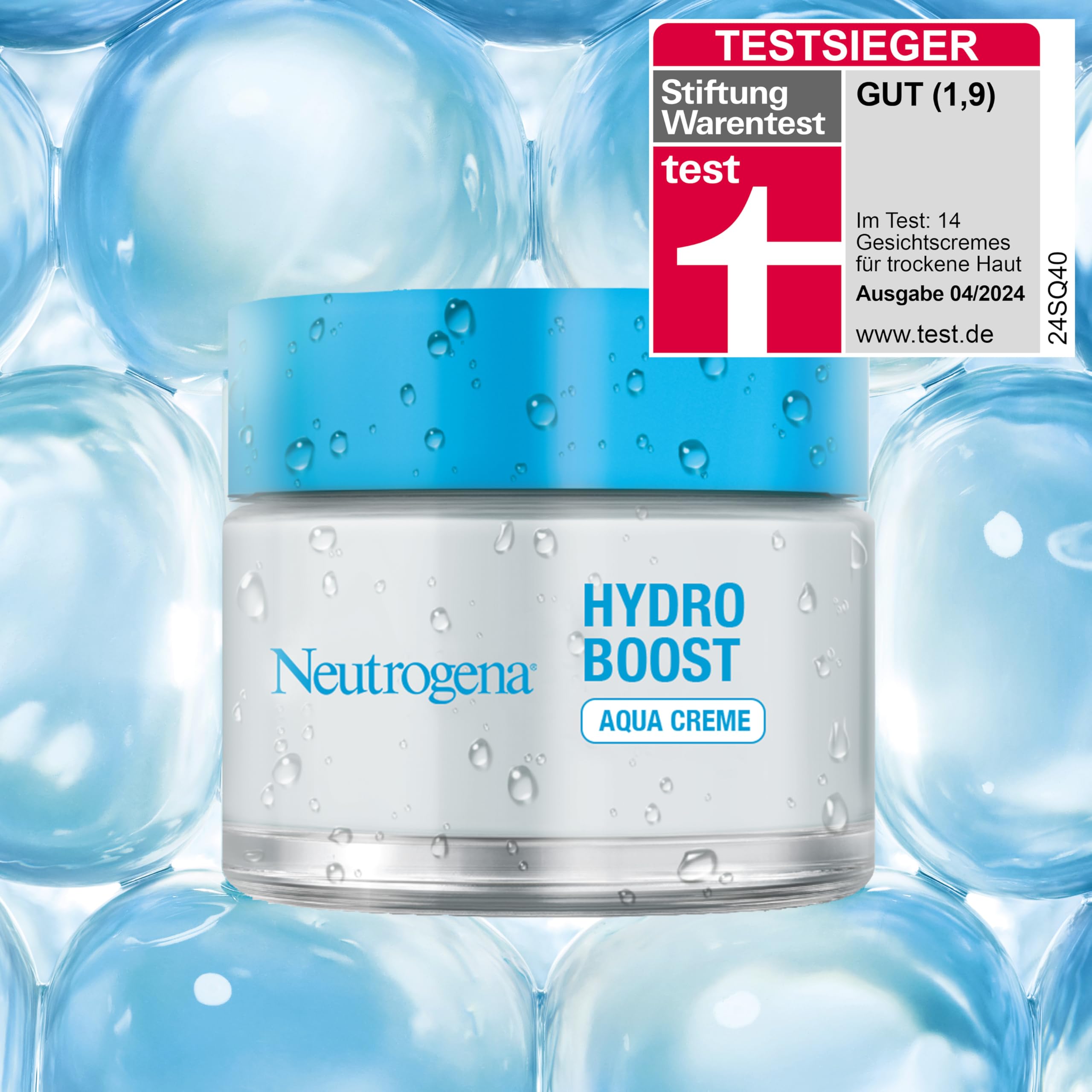 Neutrogena Hydro Boost Aqua Creme, Testsieger, parfümfreie Gesichtscreme mit Hyaluronsäure, Aminosäuren, Elektrolyten & Ceramiden, intensive Gesichtspflege für glatte & geschmeidige Haut (2x50 ml) 6
